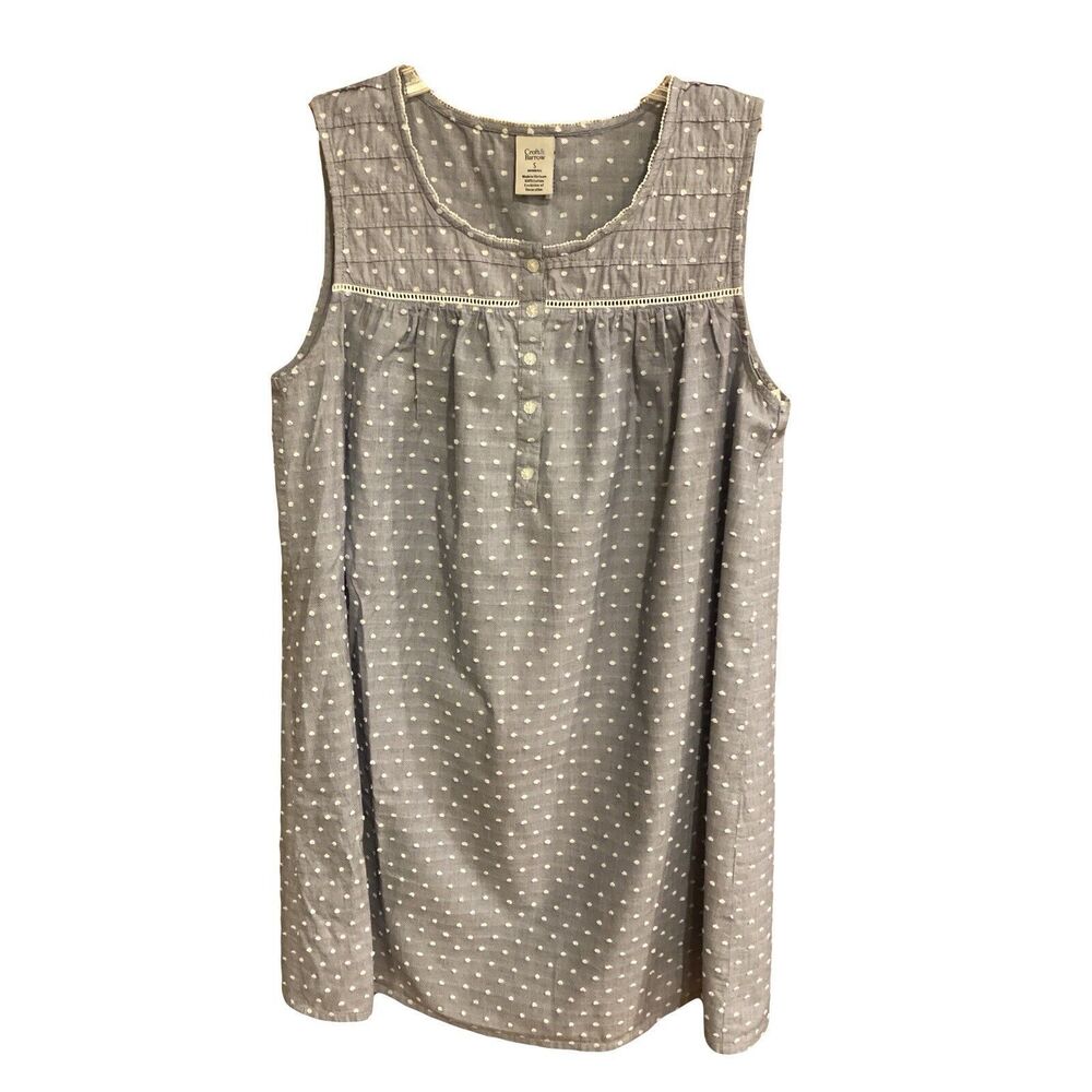CROFT & BARROW Polka Dot Print 100% Cotton Prairie Cottagecore Nightgown Sz S